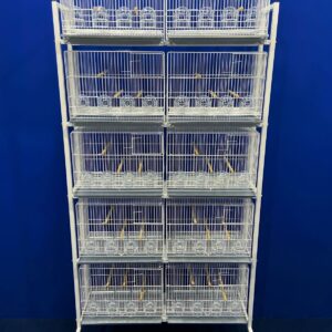 211 - CONJUNTO 10 CRIADEIRAS P/ CANÁRIO (4 COMEDORES) + ESTANTE COM RODAS