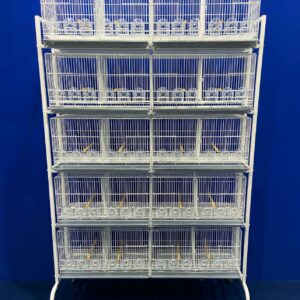 212 - CONJUNTO 10 CRIADEIRAS P/ CANÁRIO (6 COMEDORES) + ESTANTE COM RODAS