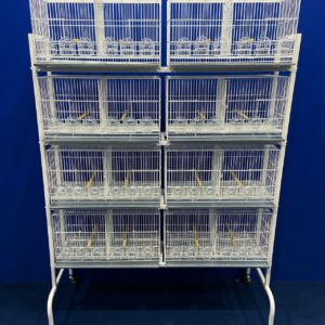 212 - CONJUNTO 8 CRIADEIRAS P/ CANÁRIO (6 COMEDORES) + ESTANTE COM RODAS