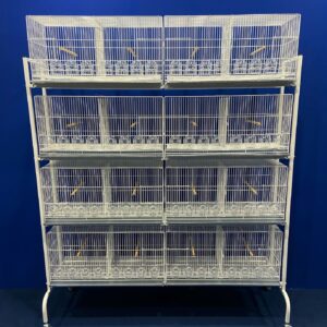 231 - CONJUNTO 8 CRIADEIRAS P/ CANÁRIO (8 COMEDORES) + ESTANTE COM RODAS